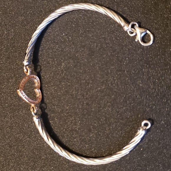 Diamond Gold Heart Bracelet 6 1/2" - Picture 3 of 12
